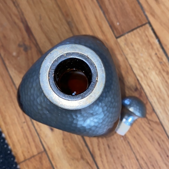 KMD Royal Holland Daalderop Pewter & Amber Pinched Glass Bottle Decanter - Picture 8 of 13